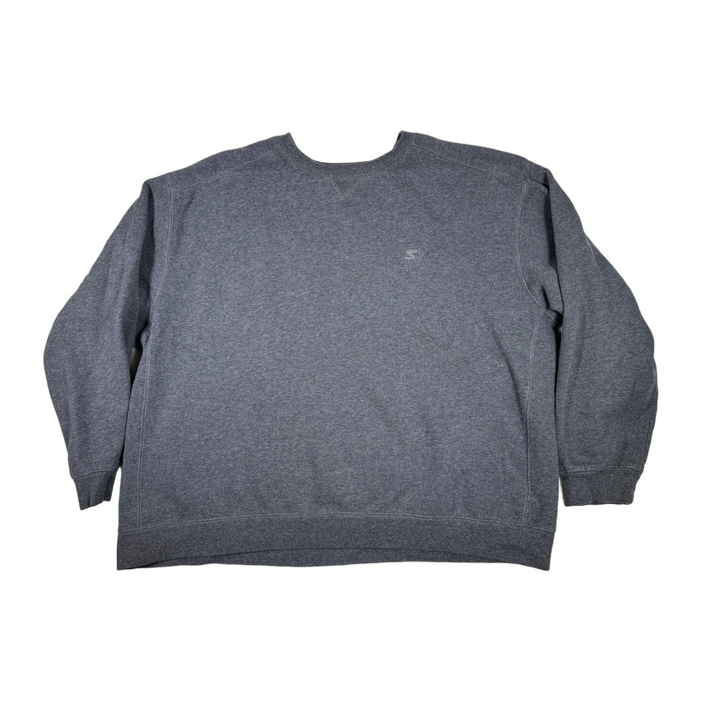 Starter Mens Crewneck Sweatshirt Gray Heathered Logo Size 2XL Athletic Comfort